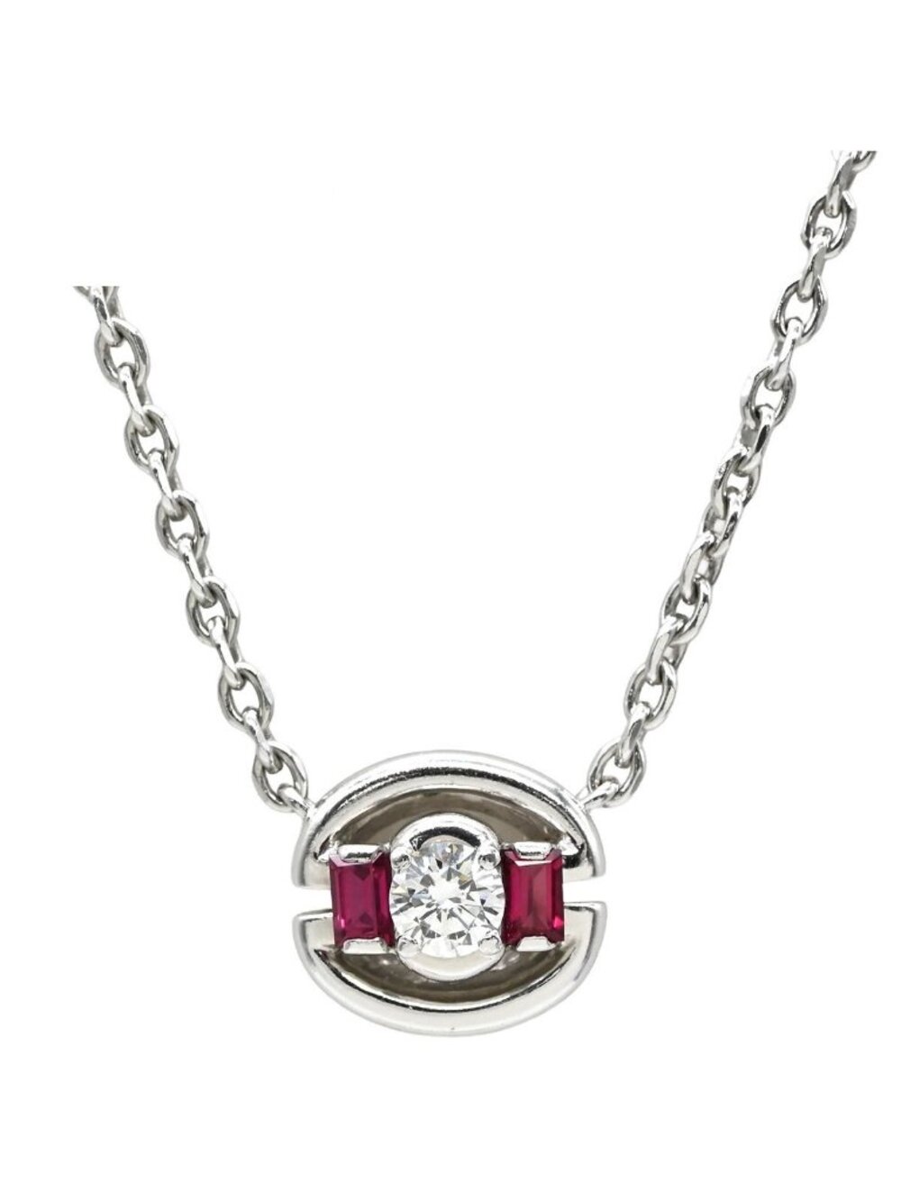 Dior Necklace Diamond Platinum Silver PT